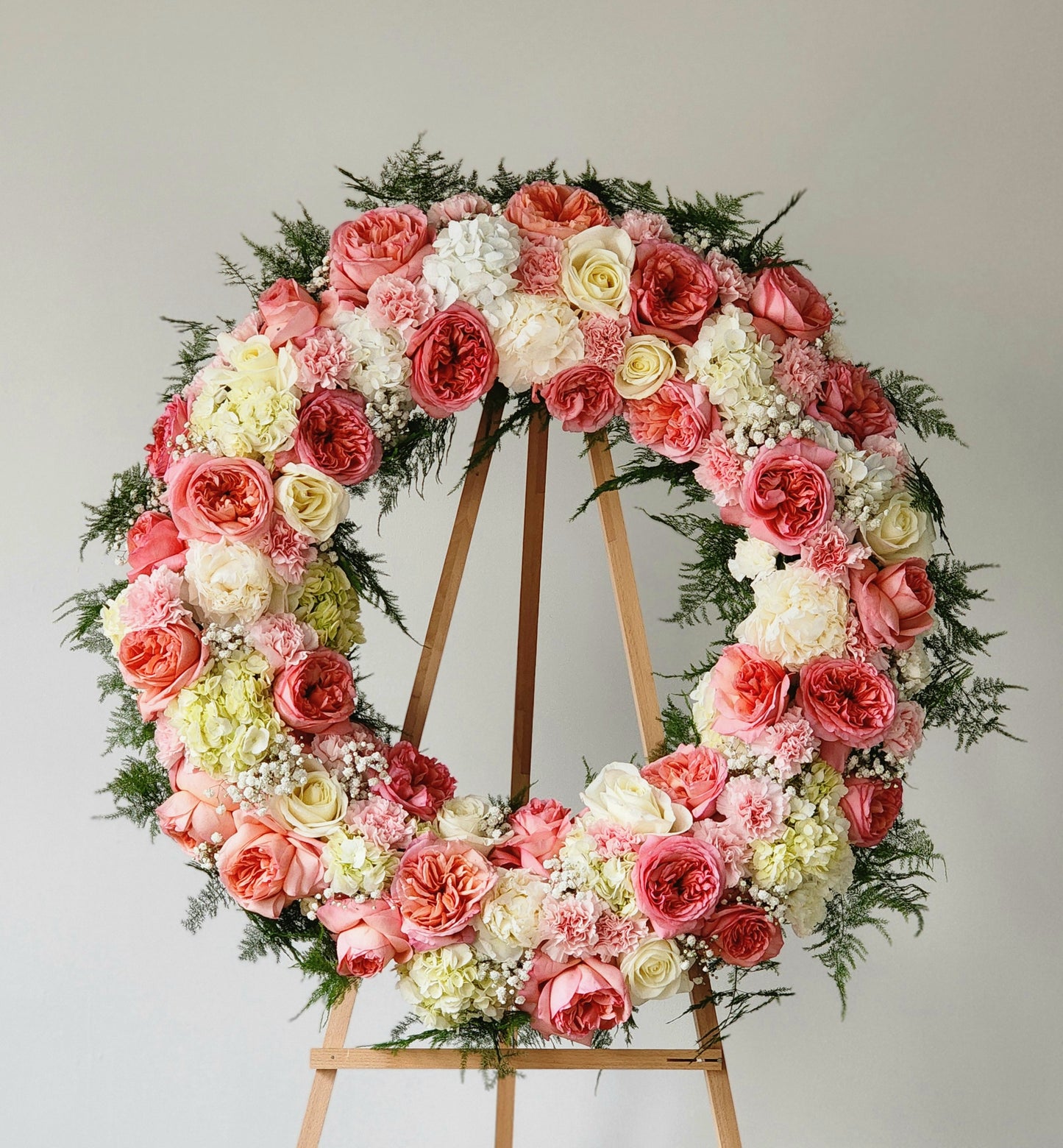 Pink & White Sympathy Standing Wreath