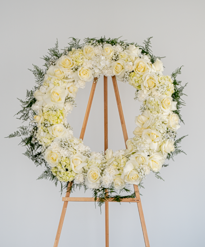 White Sympathy Standing Wreath