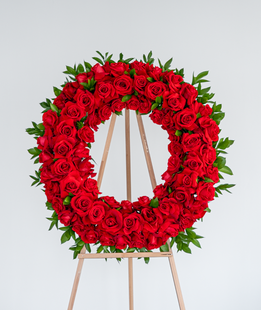 Red Roses Sympathy Standing Wreath