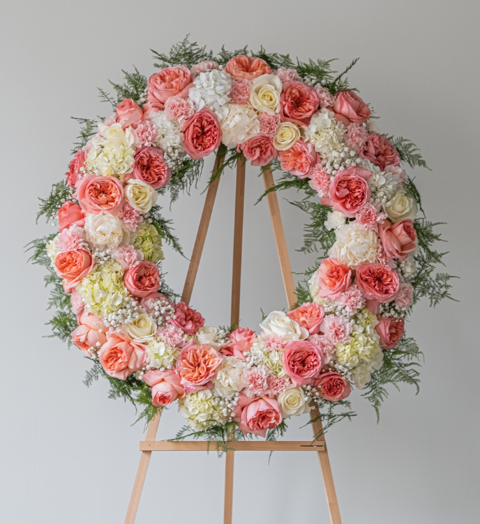 Pink & White Sympathy Standing Wreath